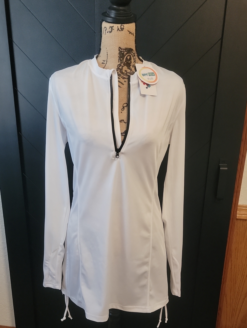 White Long Sleeve Zip Tunic UPF 50+ NWT